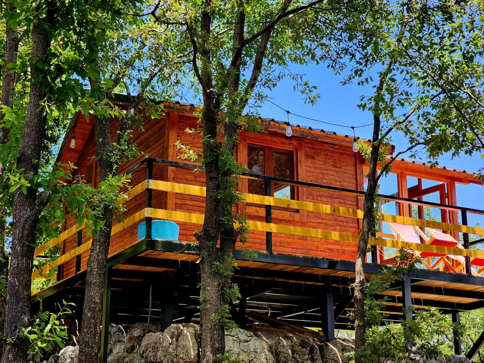 Geronimo Cabin (on the rock)