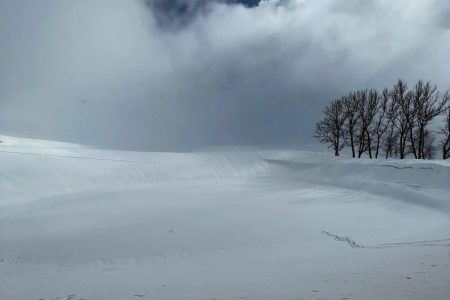 Frozen secret lake in Akoura